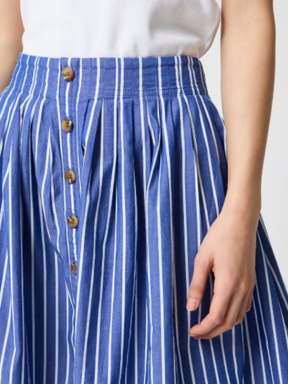 J. Crew Factory pleated button-front midi skirt, size Large - Picture 2 of 3